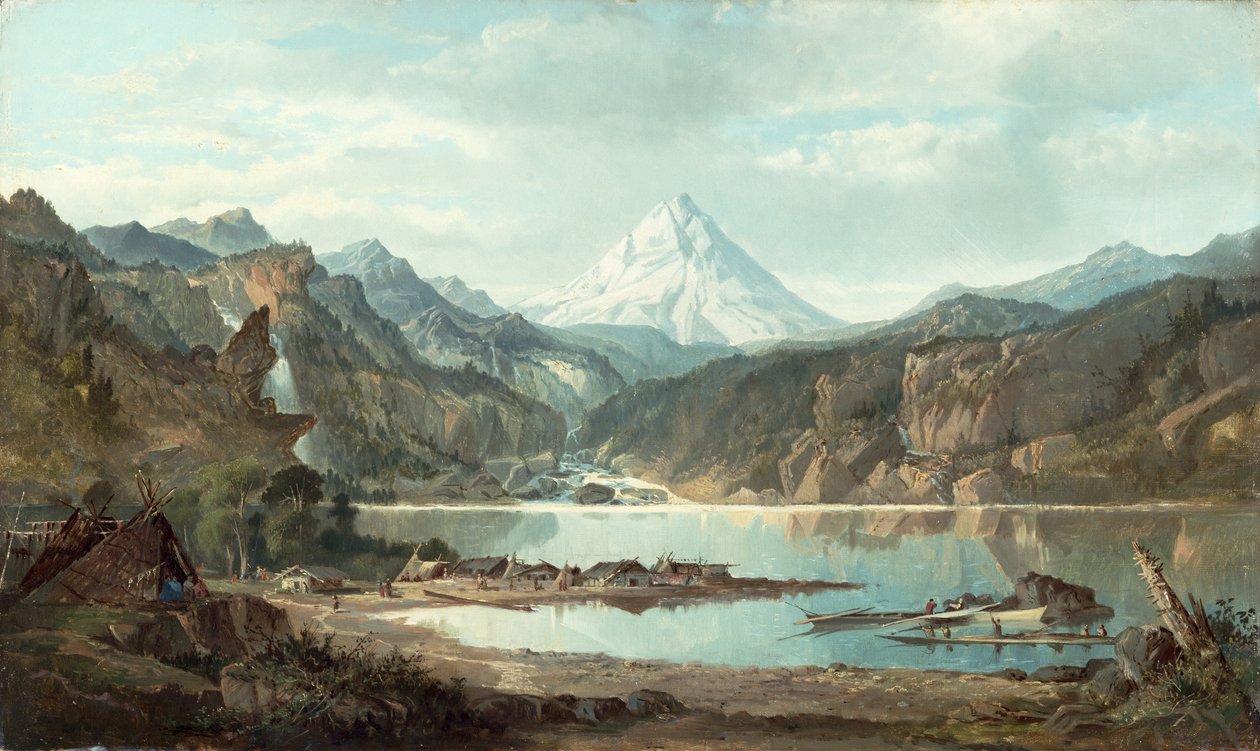Bjerglandskab med indianere, 1870-75 af John Mix Stanley