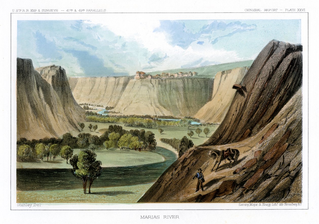 Marias-floden, Montana, USA, 1856. af John Mix Stanley