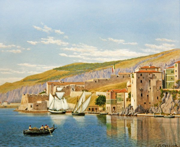 Udsigt over Villefranche-sur-Mer, Frankrig (olie om bord) af John Mulcaster Carrick