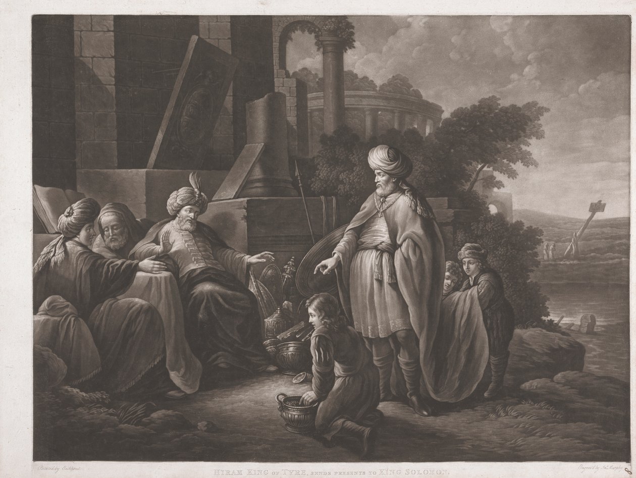 Hiram, konge af Tyrus, sender gaver til kong Salomon af John Murphy