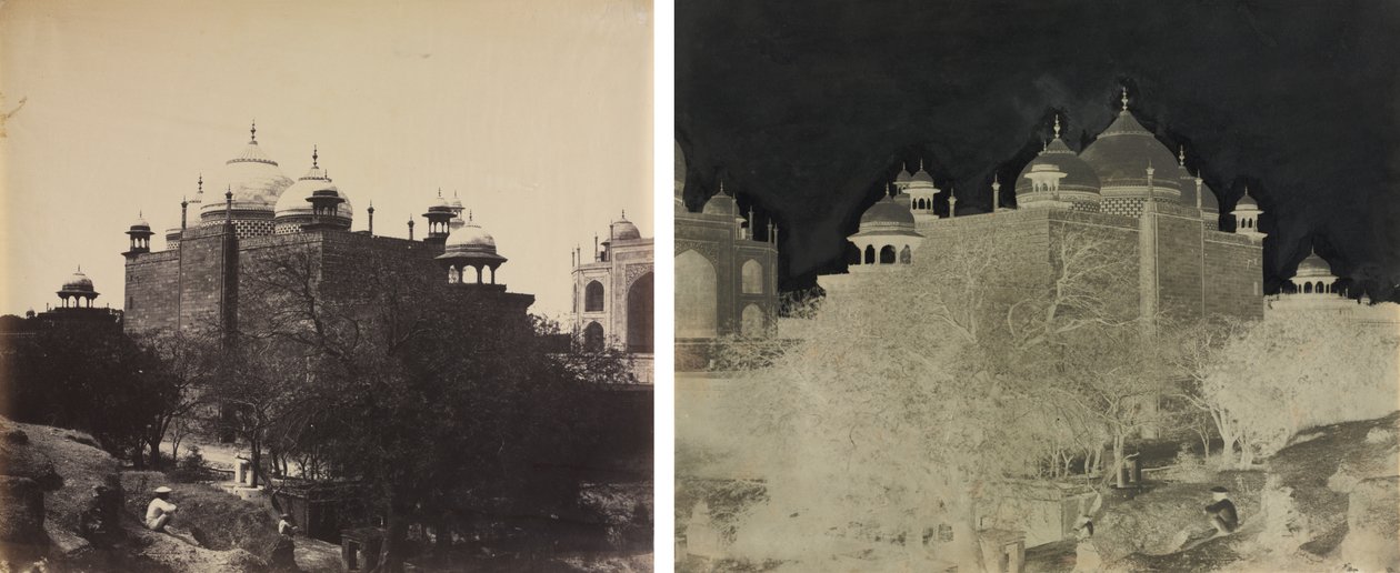 Taj Mahal, set bagfra af hvilehuset, med figur af John Murray