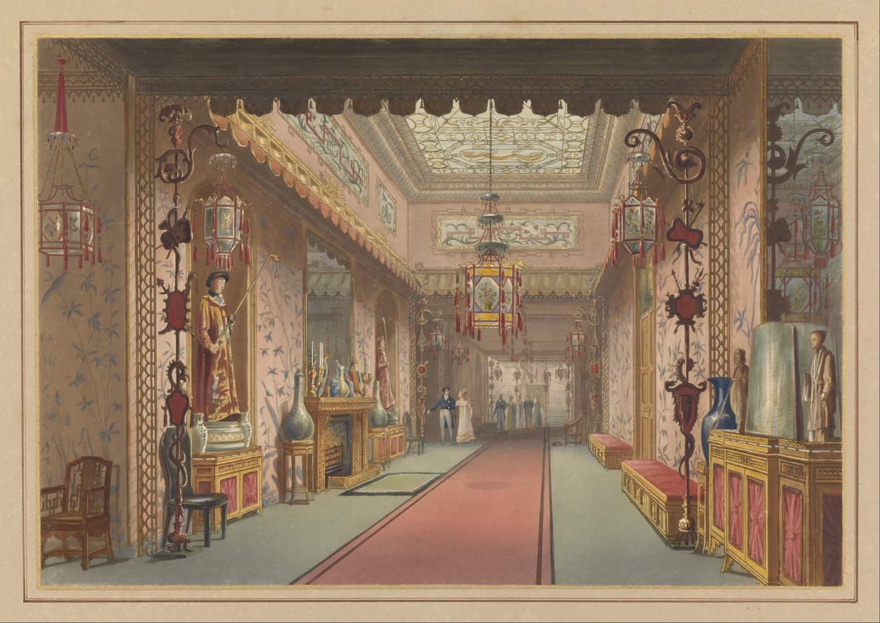 Chinese Gallery As It Was, Plate XV i Illustrationer af Hendes Majestæts Palads i Brighton ... af John Nash