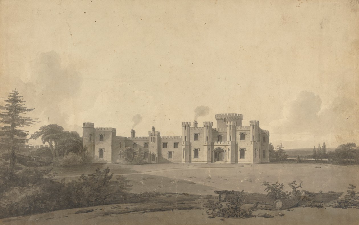 Design til Knepp Castle, Sussex: Perspective af John Nash