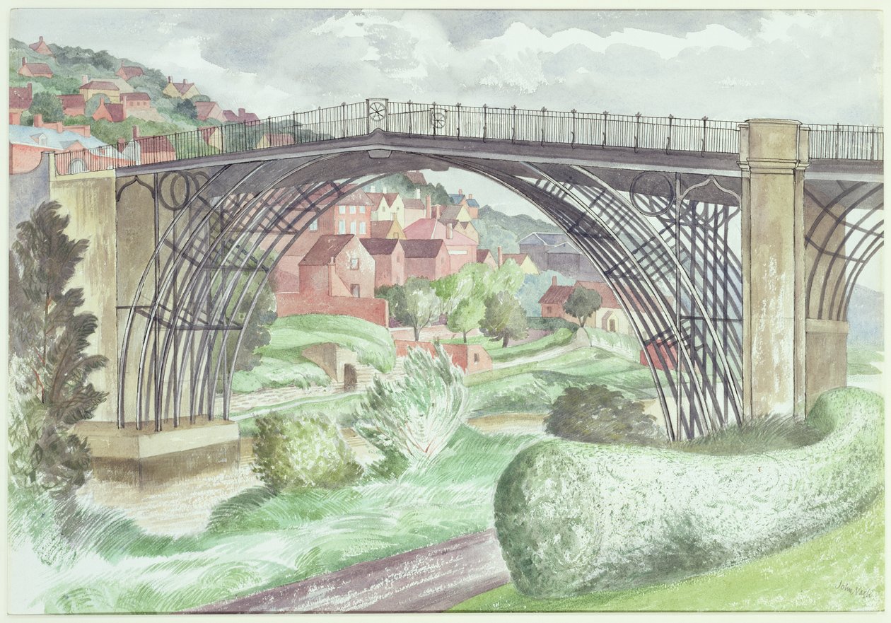 Ironbridge, Shropshire, ca. 1960 (wc på papir) af John Nash