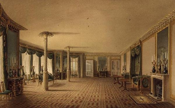 The South Drawing Room eller Banket Room Gallery fra Views of the Royal Pavilion, Brighton af John Nash af John Nash