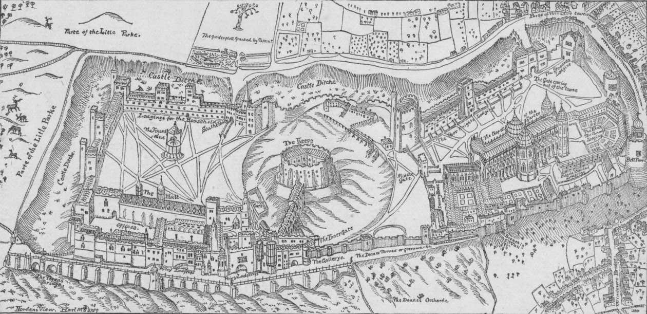 Nordens udsigt over Windsor Castle, 1607. 1895 af John Norden