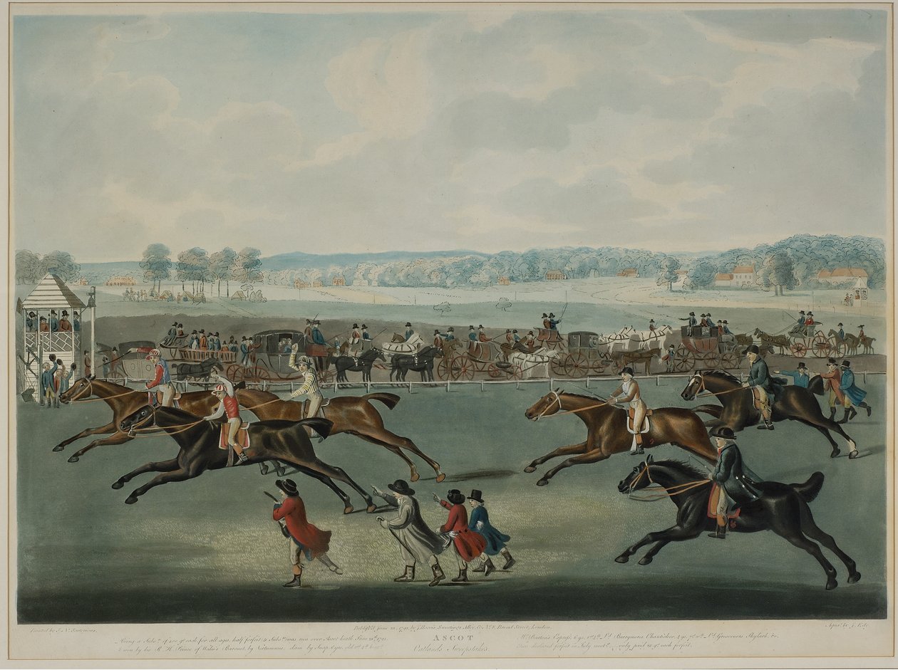 Ascot - Oatlands Sweepstakes, indgraveret af J.W. Edy (fl. 1780-1820), udgivet i 1792 (akvatinte) af John Nott (after) Sartorius