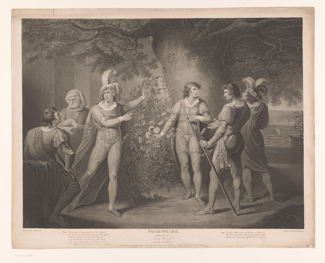 Richard Plantagenet og jarlen af ​​Somerset ved Rose Bushes Shakespeare (titel på objekt) af John Ogborne (I)