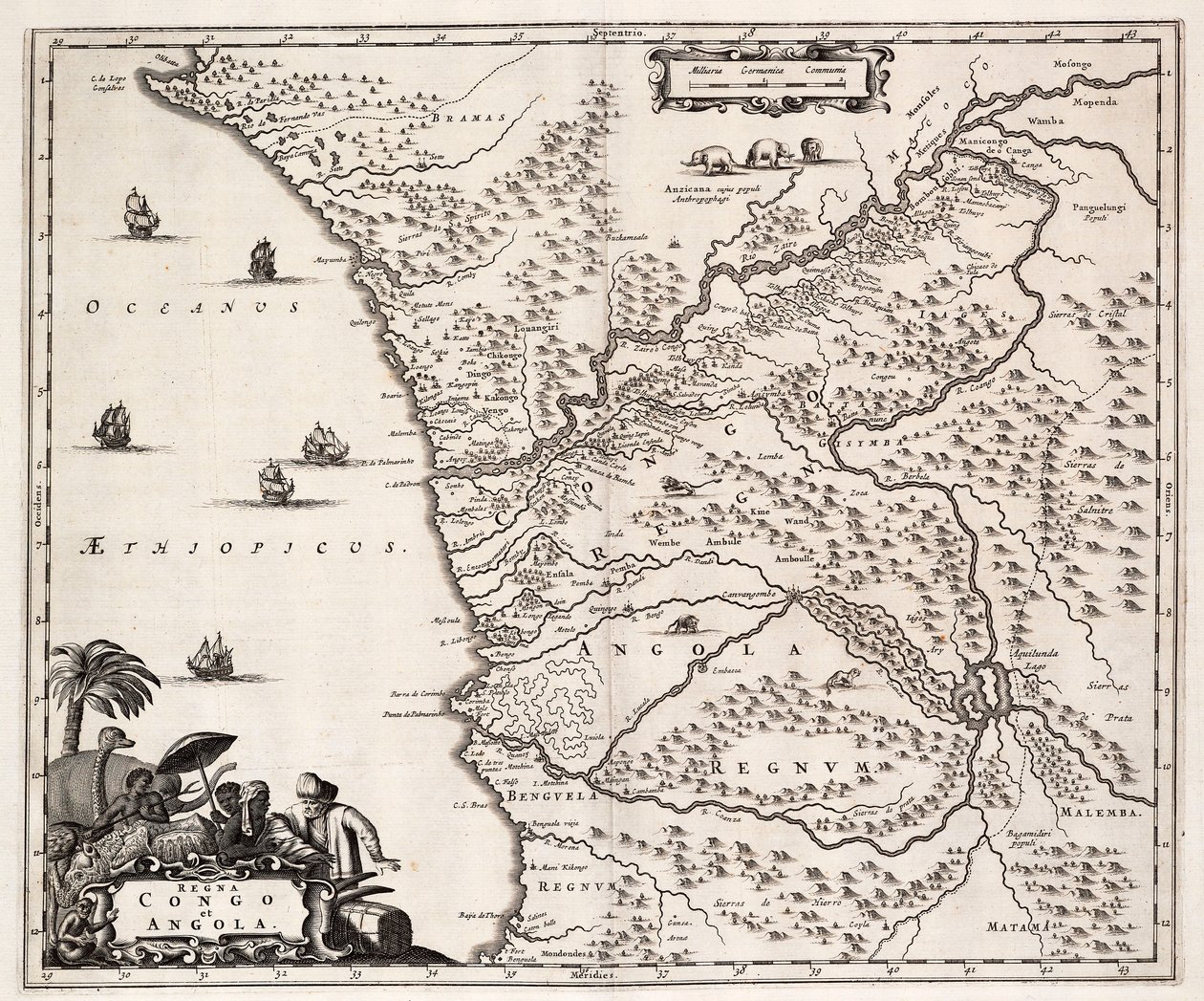 Kort over Congo og Angola, Afrika af John Ogilby