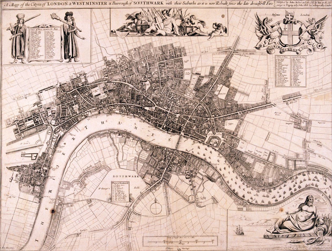 Kort over London, c1680 af John Oliver