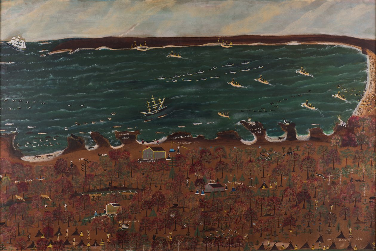 Indisk lejr ved Marblehead, 1920-28 (olie på fiberplader) af John Orne Johnson Frost