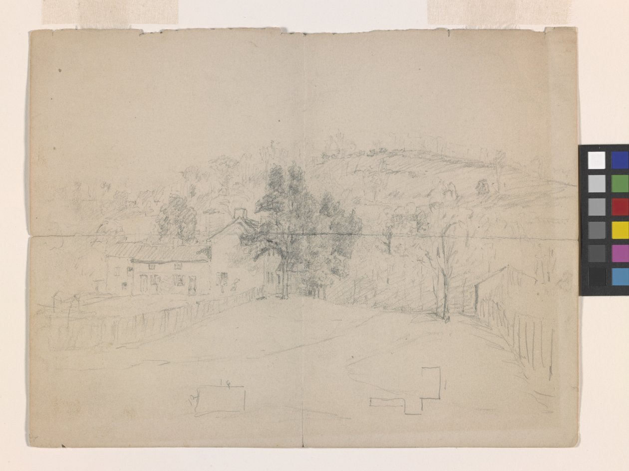 Street In Brookville (blyant på råhvidt papir) af John Otis Adams