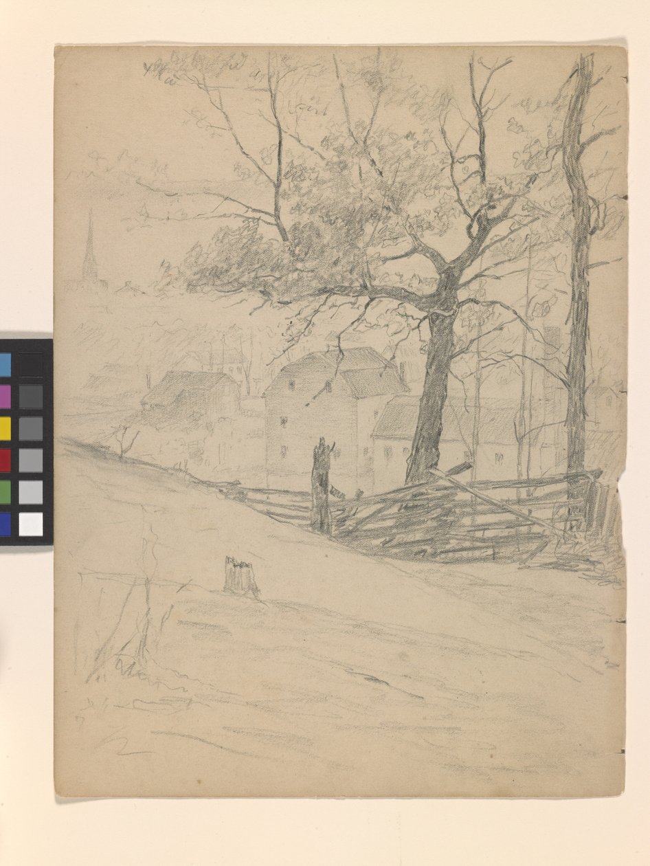 Study For The Old Mills At Brookville (blyant på råhvidt papir) af John Otis Adams