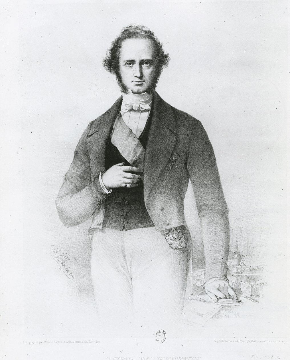 Portræt af Henry John Temple (1784-1865) Lord Palmerston, graveret af Collette af John Partridge