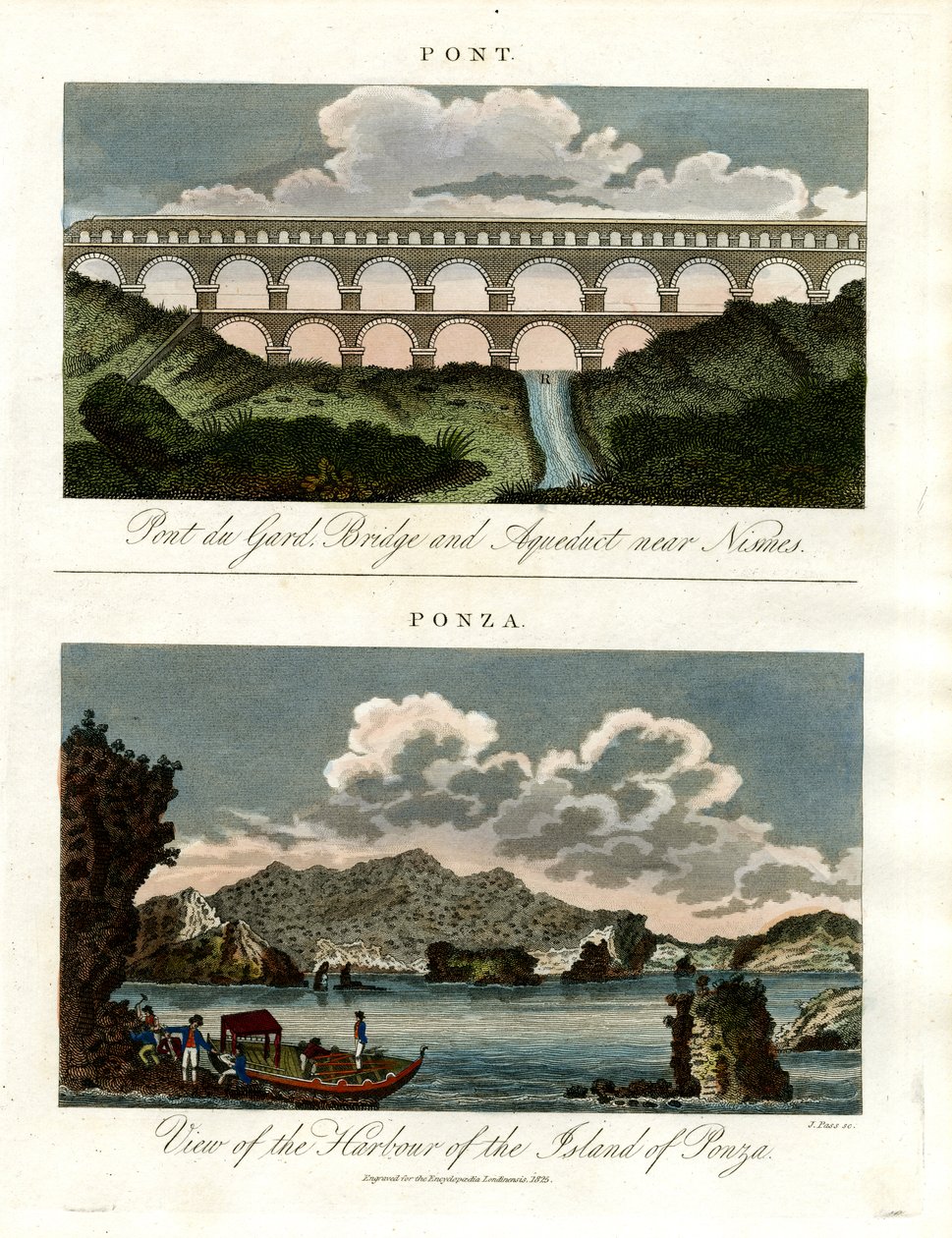 Historiske broer - Pont du Gard og havnen i Ponza af John Pass