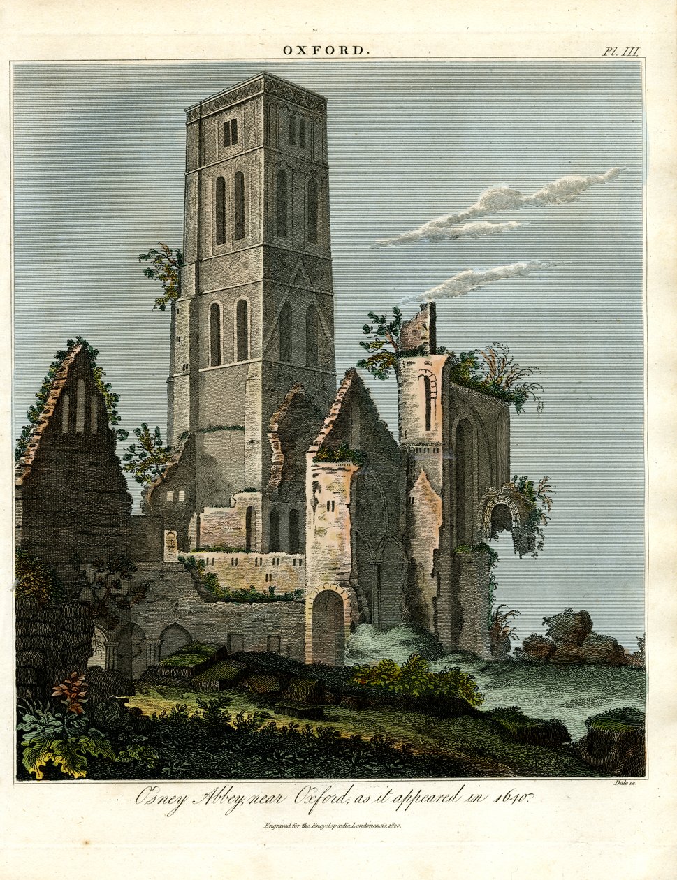 Osney Abbey nær Oxford, som det så ud i 1650 af John Pass