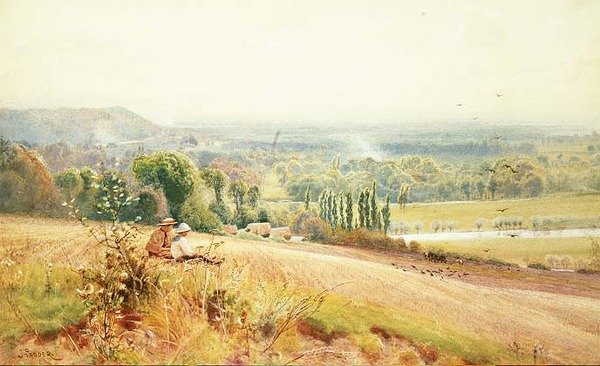 Udsigt fra Hedsor Hill ved Themsen nær Cookham af John Pedder