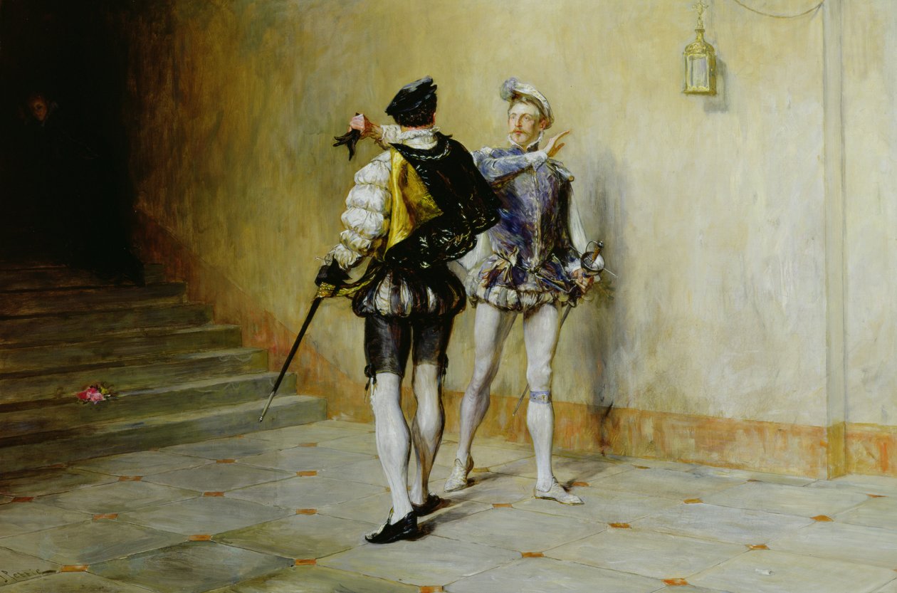 Stridens begyndelse (olie på lærred) af John Pettie