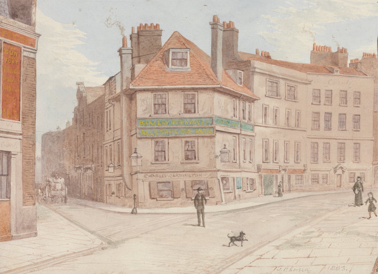 Northumberland Head Inn på hjørnet af Fort St. og Gun St., Spitalfields af John Phillipps Emslie