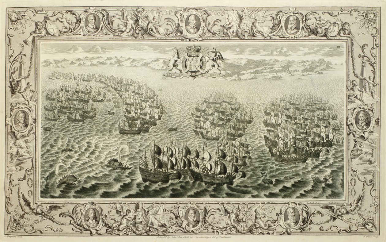 Armada (gravering fra et gobelin), 1739 af John Pine