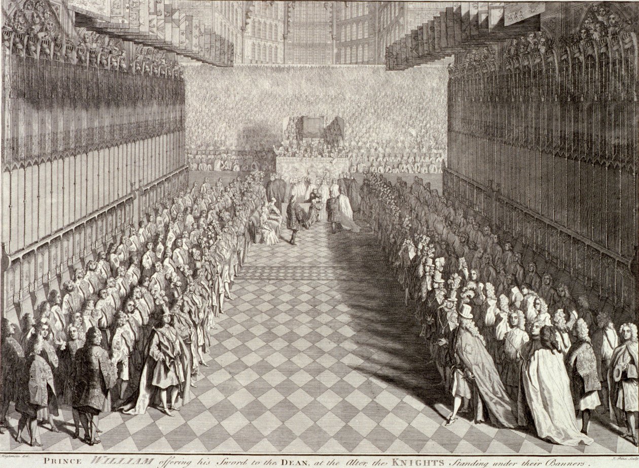 Kroning af William III i Westminster Abbey, London, 1689, c1689 af John Pine
