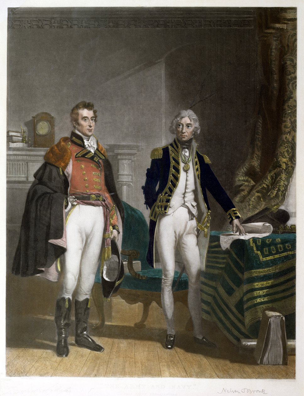 Et møde mellem generalmajor Sir Arthur Wellesley og viceadmiral Horatio Nelson, september 1805, indgraveret af Samuel William Reynolds (1794-1872), pub. af A.J. Isaacs af John Prescott (after) Knight