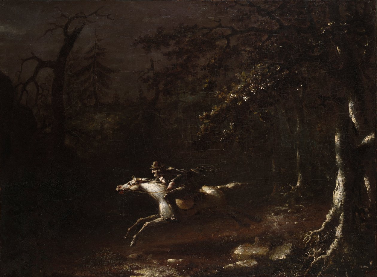 Ichabod Crane Flying from the Headless Horseman af John Quidor
