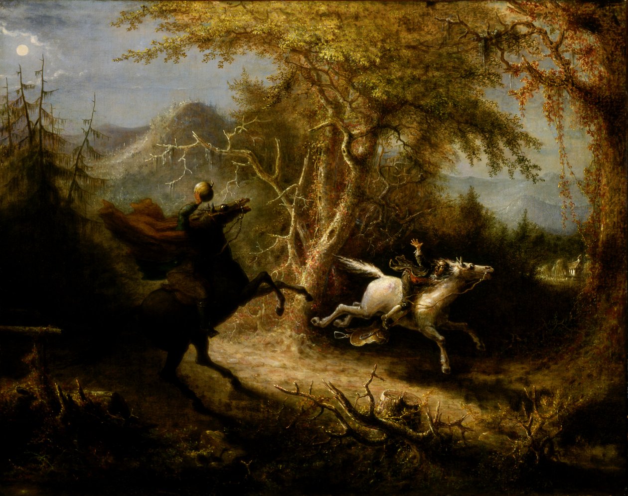 Den hovedløse rytter, der forfølger Ichabod-kranen, 1858. af John Quidor