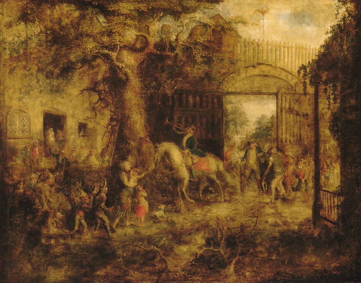 The Vigilant Stuyvesants Wall Street Gate, 1863. af John Quidor