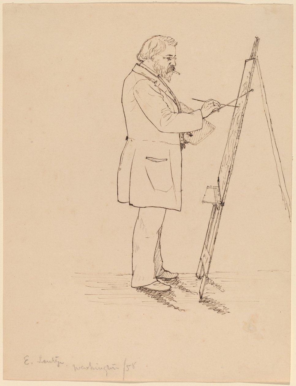 Skitsering - Emanuel Leutze af John Quincy Adams Ward