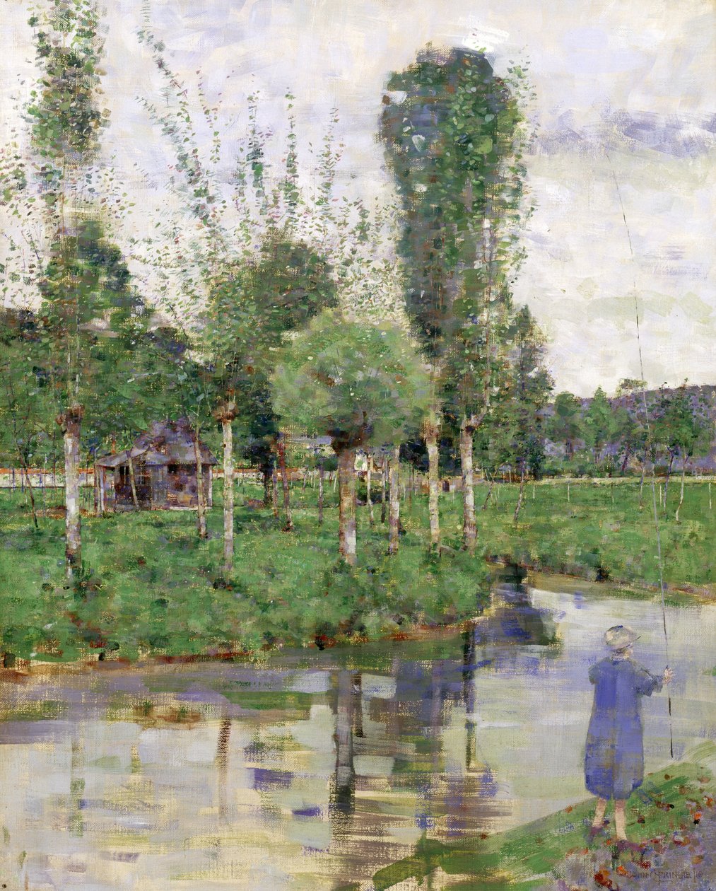 På floden, Sainte-Gertrude, Caudebec, Normandiet (olie på lærred) af John Quinton Pringle