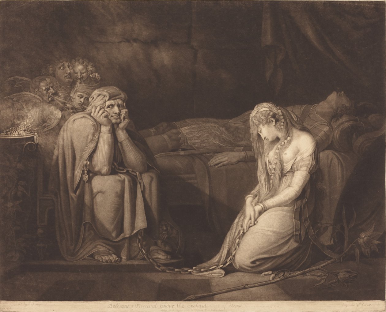 Belisane og Parcival under Urmas fortryllelse, 1782. af John Raphael Smith