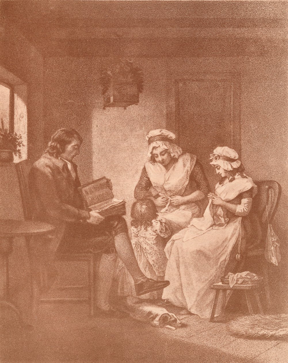 Huslig Lykke, Laetitia med sine Forældre, 1789 af John Raphael Smith