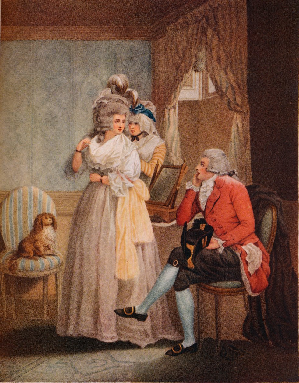 Påklædning til maskeraden. Laetitia flyver fra refleksion til offentlig underholdning, 1789 af John Raphael Smith