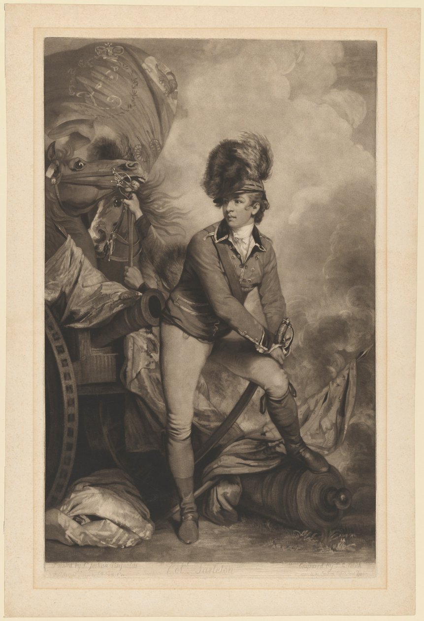 Oberstløjtnant Sir Banastre Tarleton, udgivet 1782. af John Raphael Smith