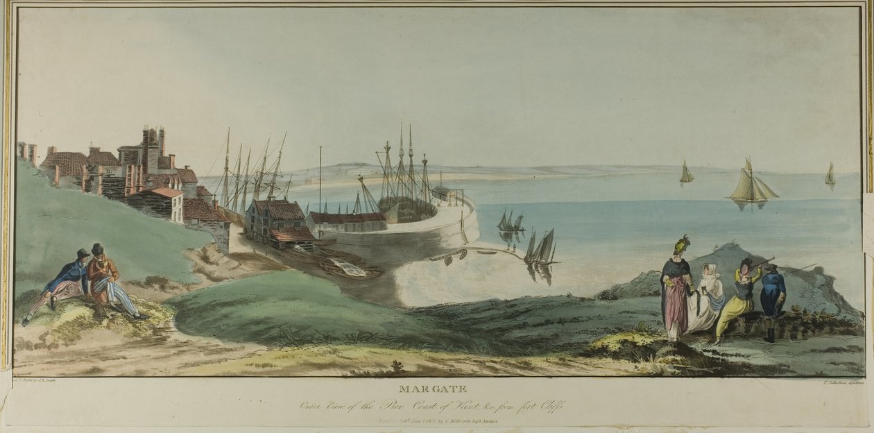 Margate, ydre udsigt over molen, Kents kyst og fra Fort Cliffs af John Raphael Smith