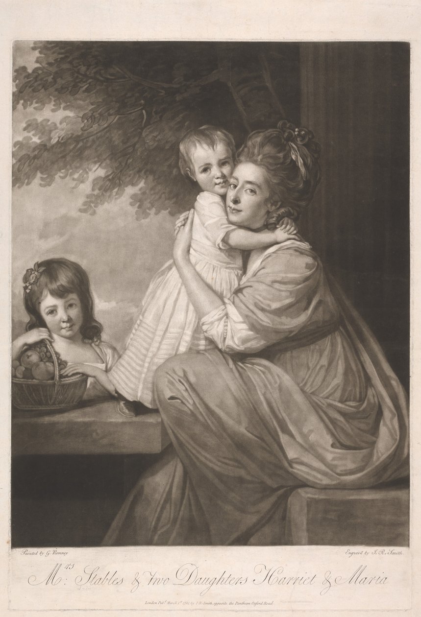 Fru Stables og to døtre, Harriet og Maria af John Raphael Smith