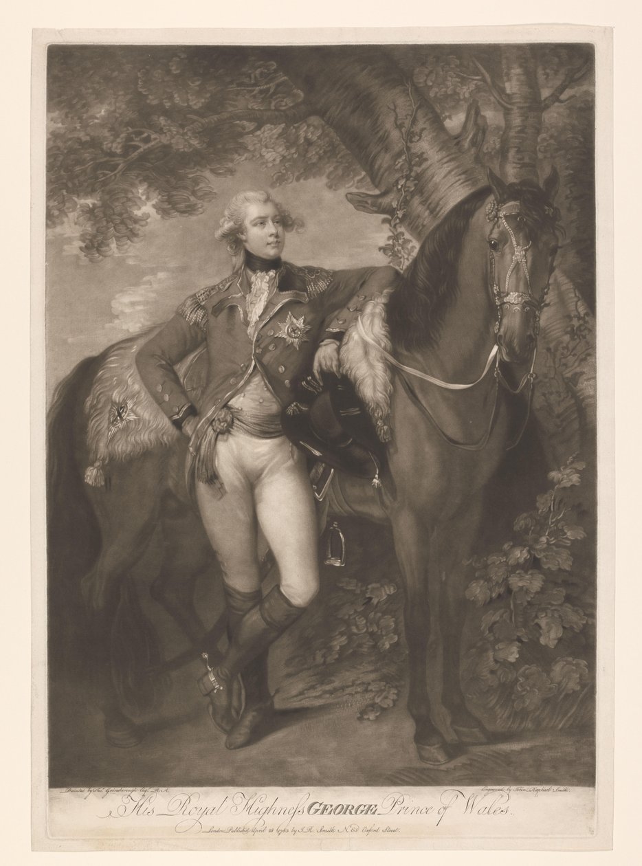 Portret af George IV som prins af Wales Hans Kongelige Højhed George Prince of Wales (titel på objekt) af John Raphael Smith