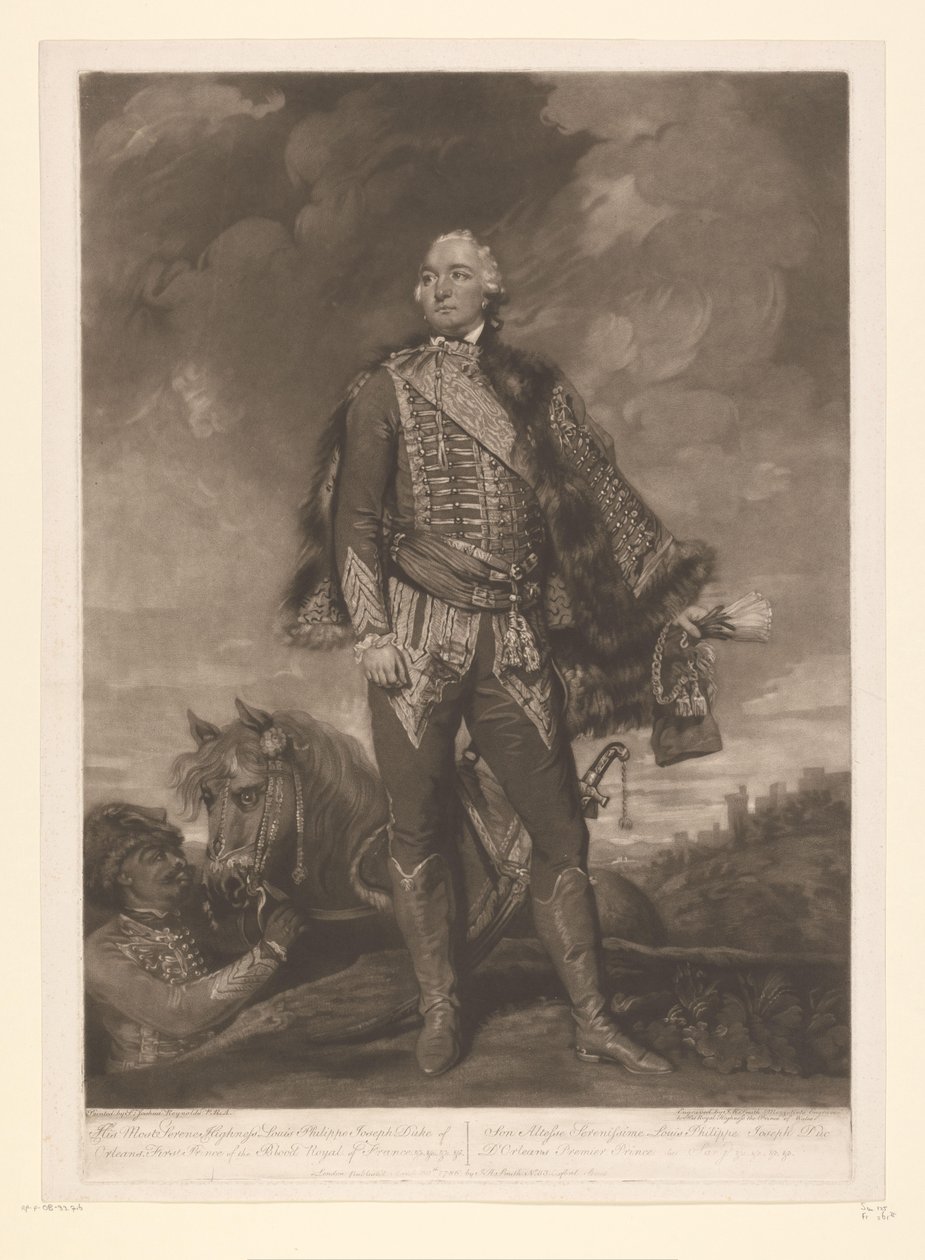 Portræt af Ludvig Filip II af Orléans Hans mest fredfyldte Højhed Louis Philippe Joseph, hertug af Orleans (...) (titel på objekt) af John Raphael Smith