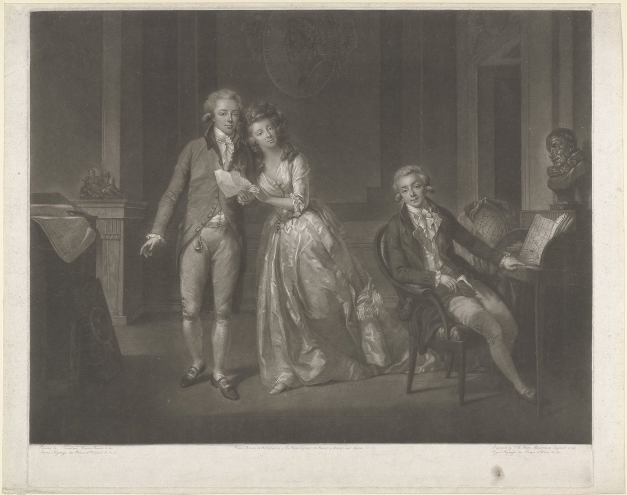 Portræt af Louise, prinsesse af Orange-Nassau, William I Frederik, konge af Holland, og Frederik, prins af Orange-Nassau af John Raphael Smith