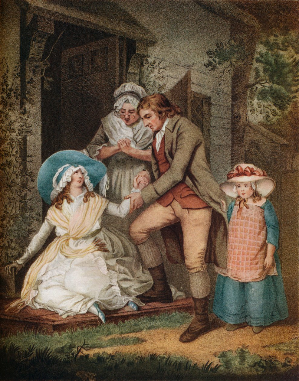 Den retfærdige angrende. Laetitia i Penitence finder lindring og beskyttelse fra sine forældre, c1811 af John Raphael Smith