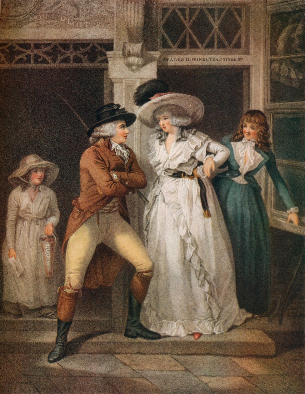 Værtshusdøren, Laetitia forladt af sin forfører bliver kastet på byen, 1789 af John Raphael Smith