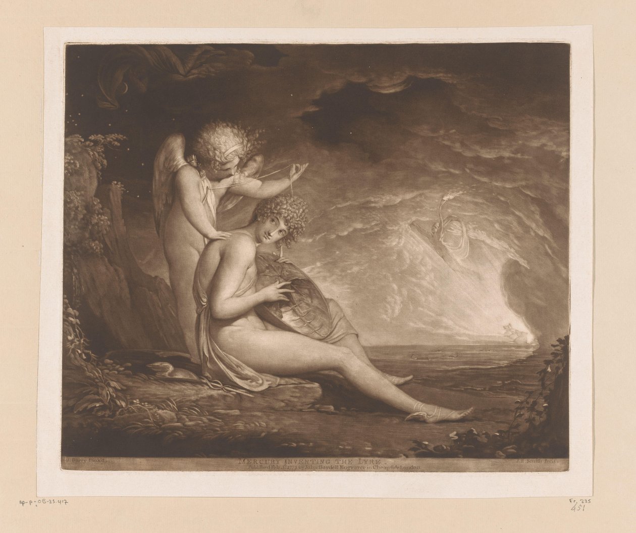 Opfindelsen af ​​lyren af ​​Mercury Merkur opfinder lyren (titel på objekt) af John Raphael Smith