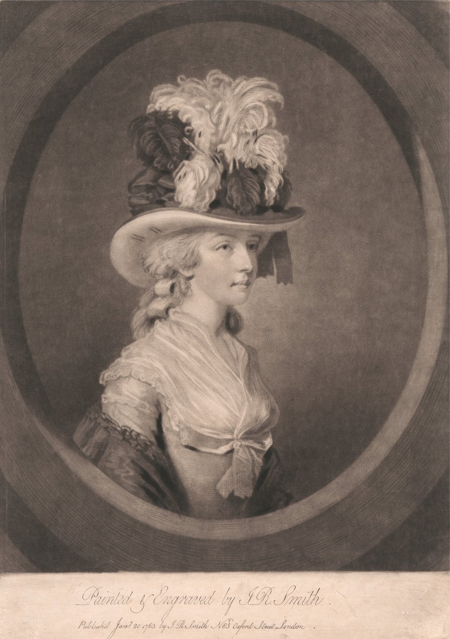 Ung dame med fjerhat af John Raphael Smith