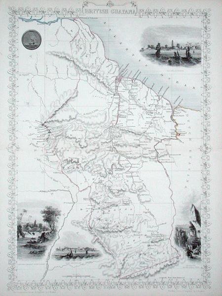 British Guyana, fra en serie af verdenskort udgivet af John Tallis & Co., New York og London af John Rapkin