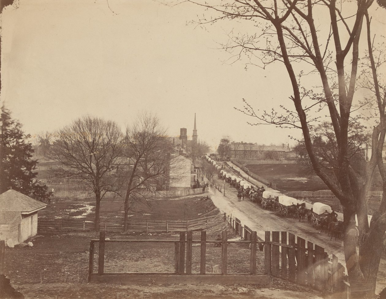 Tog af hærvogne på vej ind i Petersburg, Virginia af John Reekie