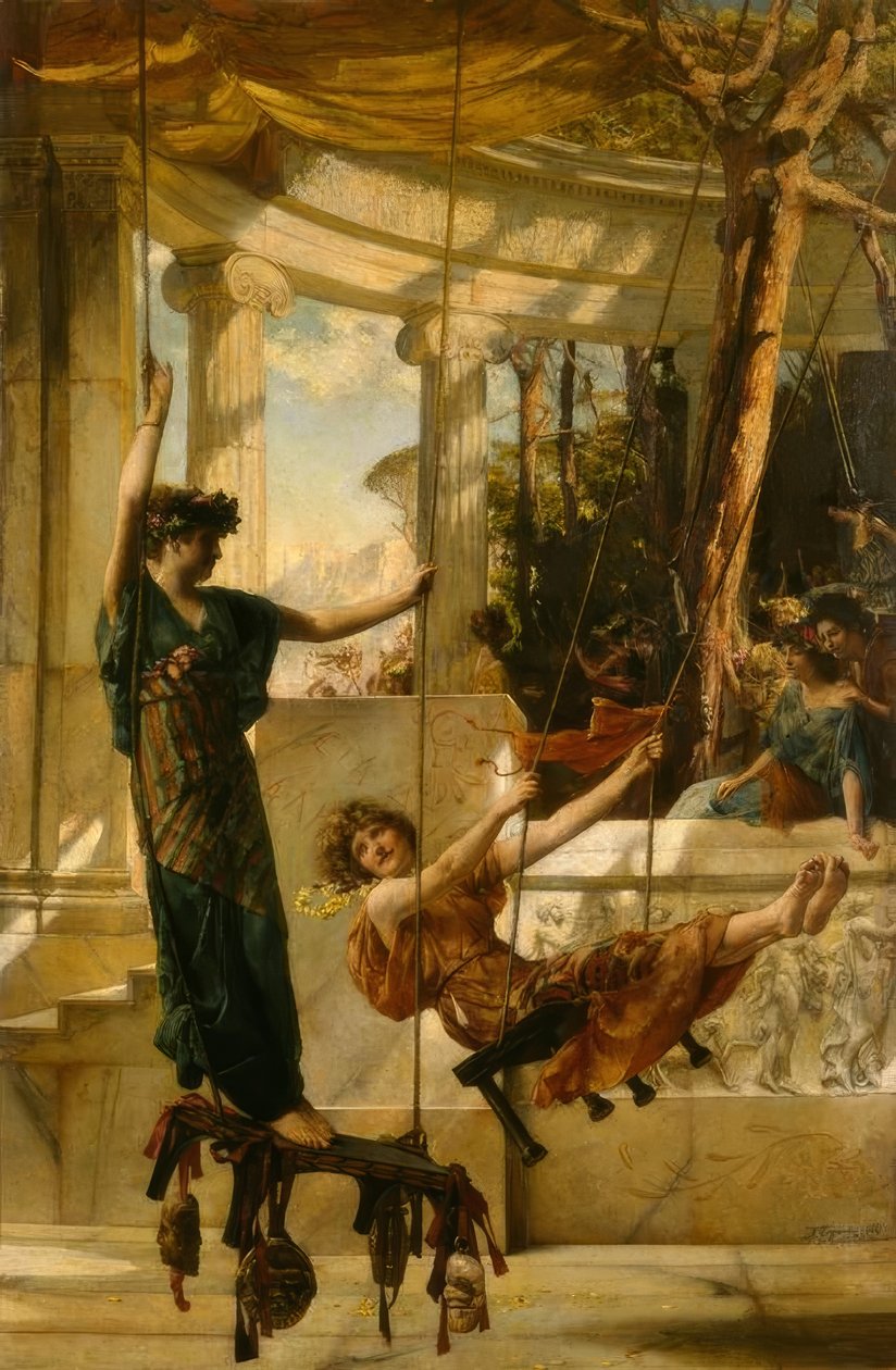 J.R.Weguelin, Swing Festival / maleri, 1885 af John Reinhard Weguelin