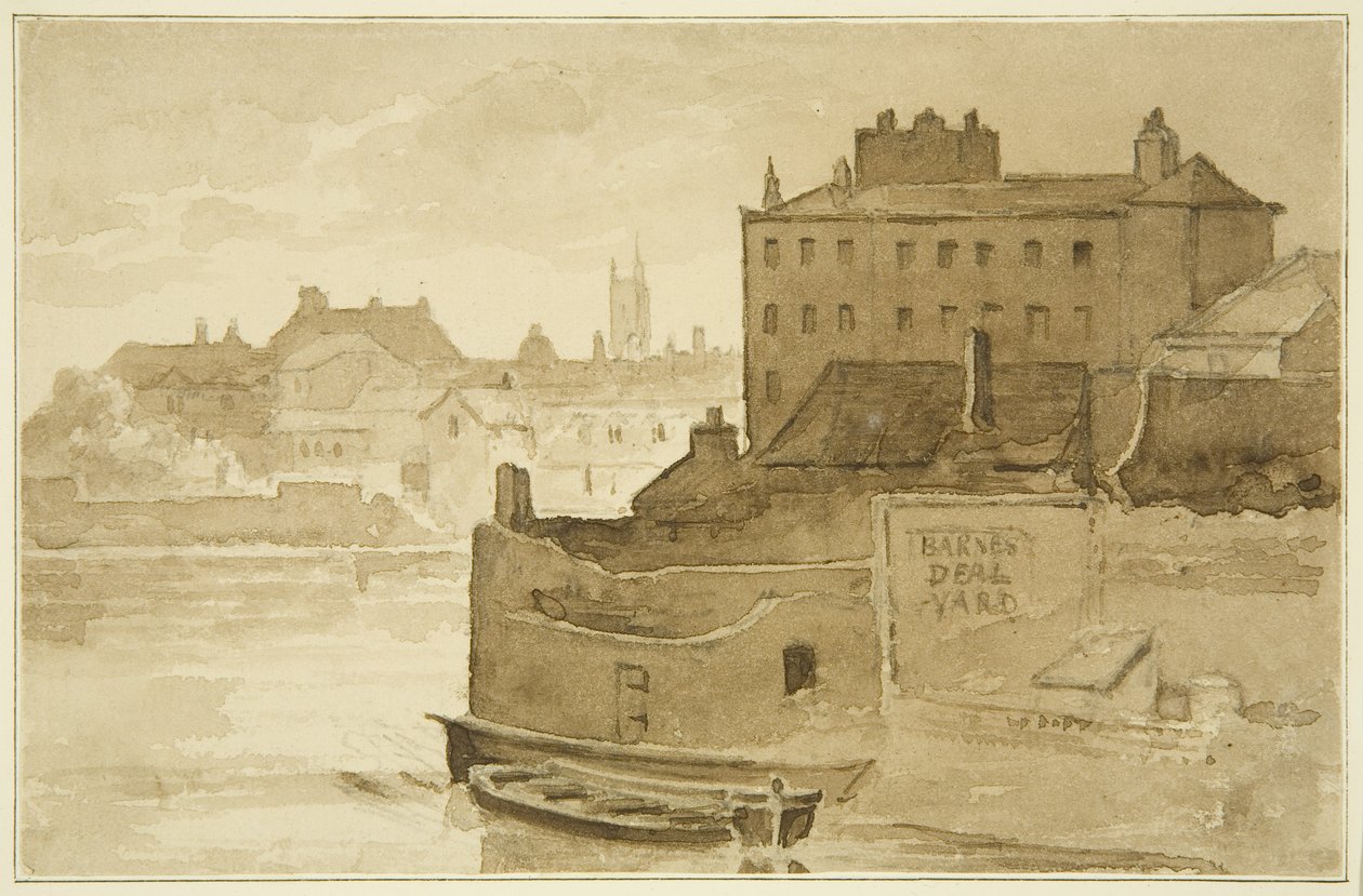 Flydende havn, ved Counterslip (tegning, akvarel) af John Reverend Eden
