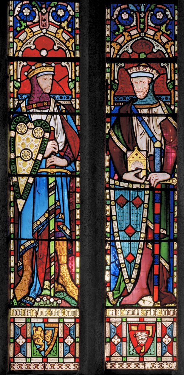 14th Century Knights, Granville-forfædre, 1859-60 (farvet glas) af John Richard Clayton