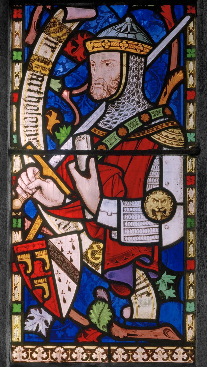 Ridder fra det 14. århundrede, Granville-våben, 1859-60 (farvet glas) af John Richard Clayton
